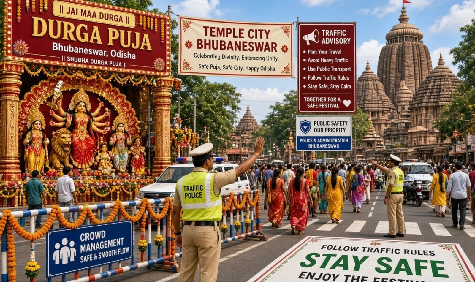 Bhubaneswar Gears Up for Durga Puja 2026: Comprehensive Traffic Restrictions & Immersion Guidelines Released